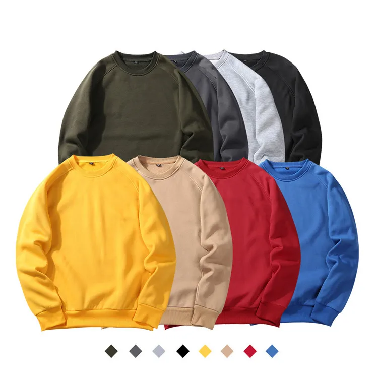 OEM Blank O-Neck 100% Polyester Long Sleeve Custom Logo Printed Oversized Pullover Sweatshirts
