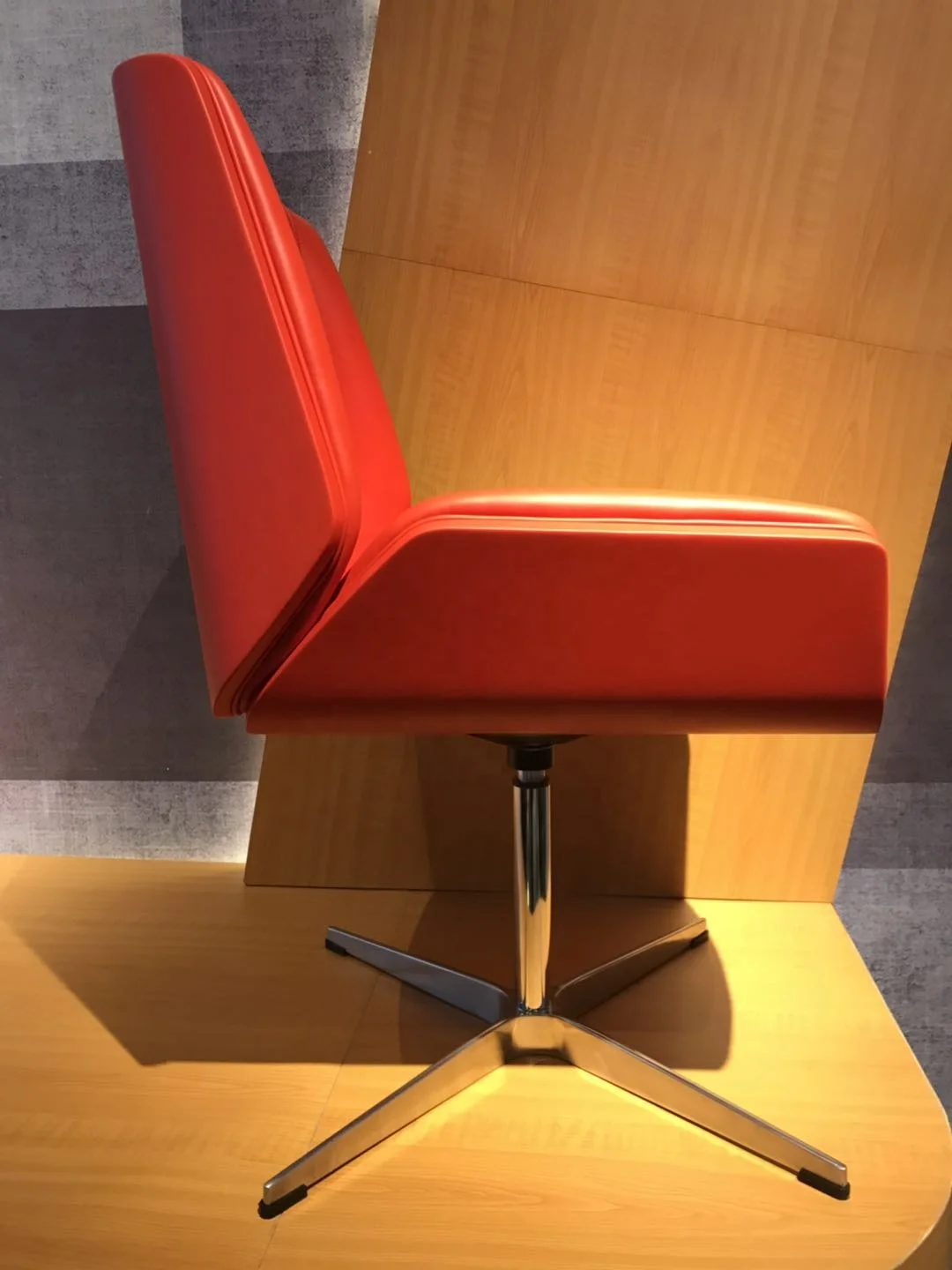 red executive medium back luxury wooden leather cushion office chair
