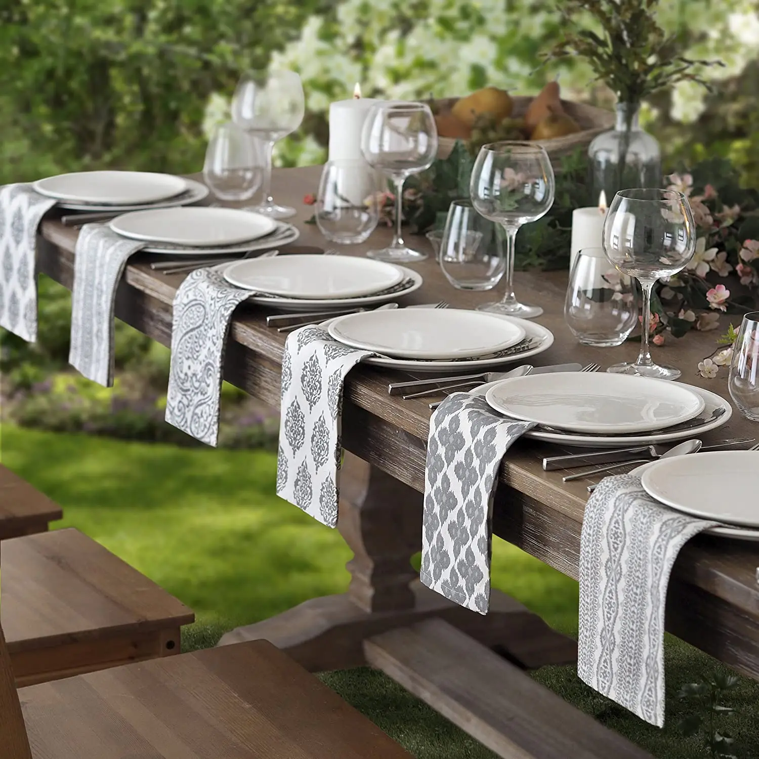 Салфетка из хлопчатобумажной ткани с принтом на заказ, 100% хлопчатобумажная салфетка с принтом для ужина 17*17 дюймов