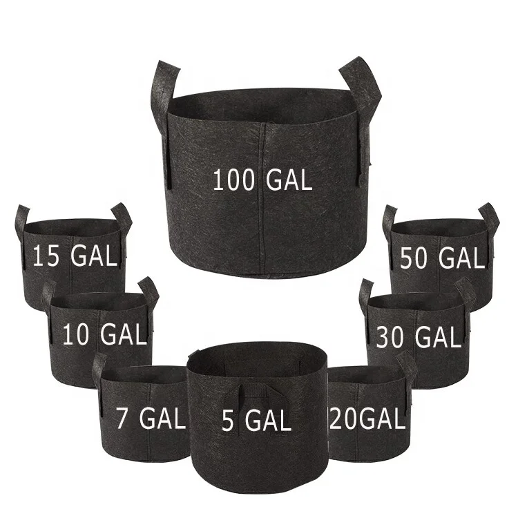 3-300 Gallon Garden Planter Reinforced with Thickened Non-Woven Fabric Heavy Weight Capacity Durable Felt Grow Bag for Plants