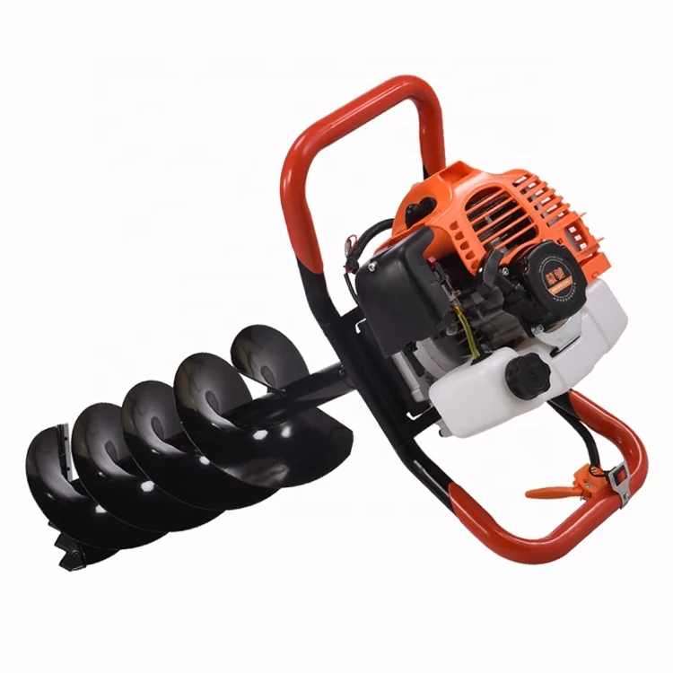 
52cc Single Person Operate Portable 2 stroke Gasoline Mini Ground Drill Hole Digger Handheld Small Earth Auger With Drill Bit 