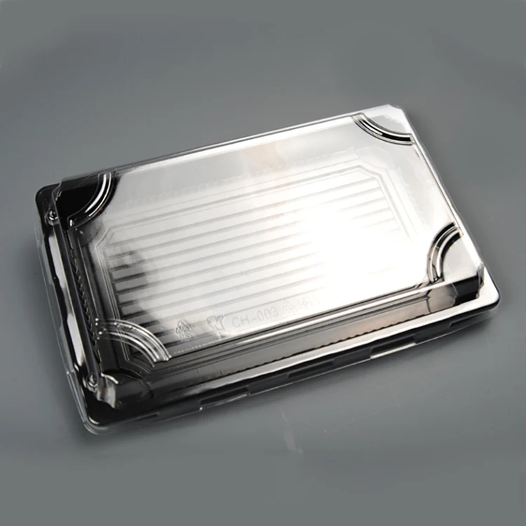 Food Cookie Sushi Container Disposable Plastic Boat Square Sealable Pp Price Black Takeaway Recyclable Plastic Tray