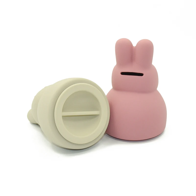 New design silicone animal piggy bank toys BPA free food grade bunny design silicone money box