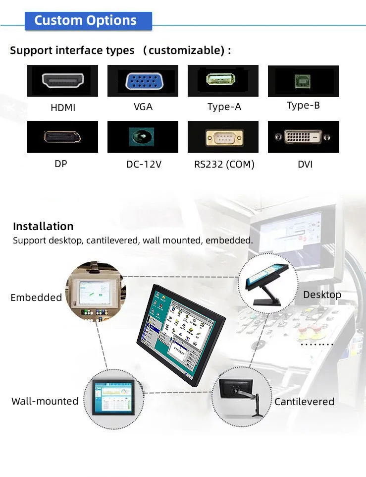 Промышленный сенсорный монитор 18 5 дюймов экран настенное крепление IP65 Железный корпус