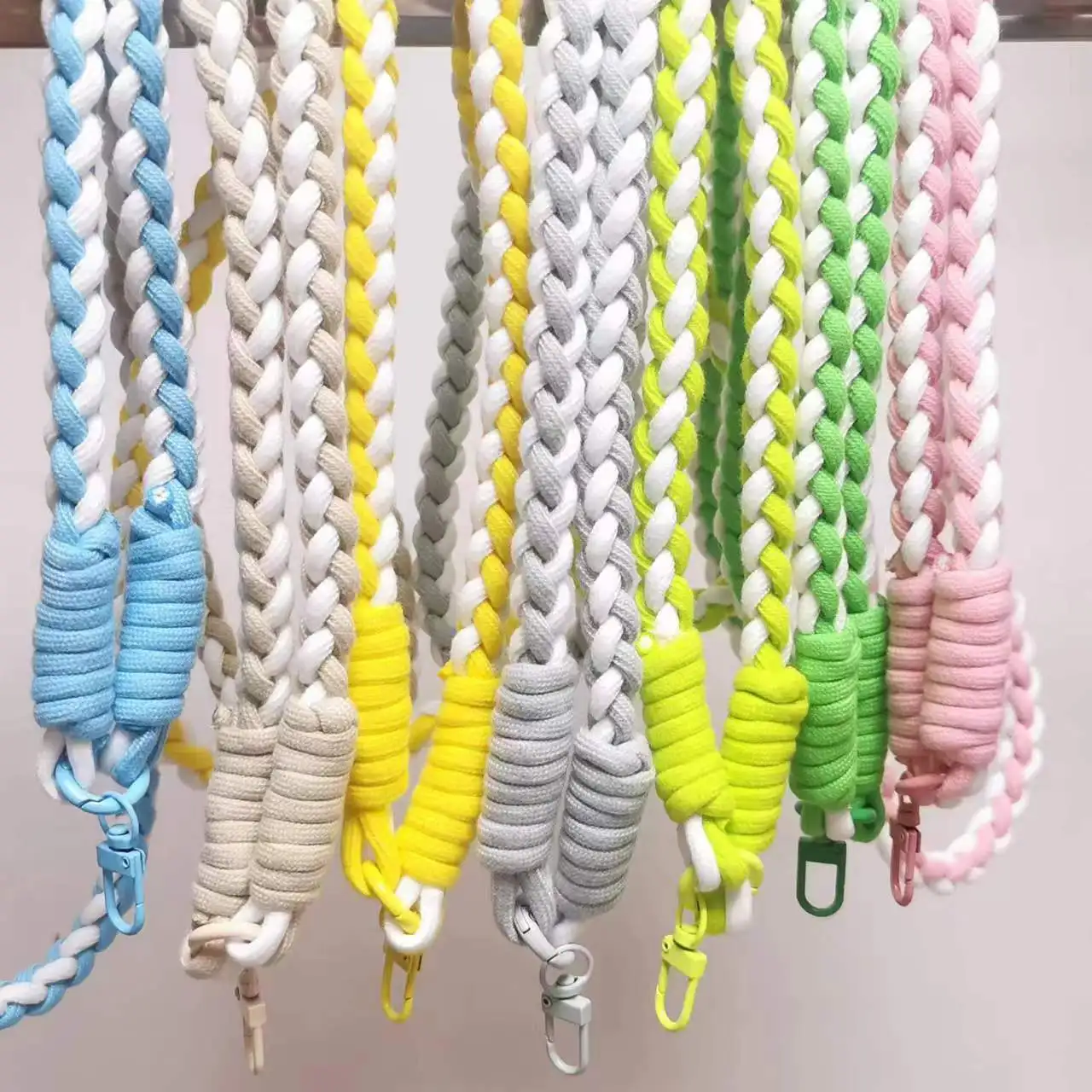 Universal Hanging Cord Double Color 60cm length polyester woven rope Neck Shoulder Bag Lanyard Strap For Mobile Phone Chain