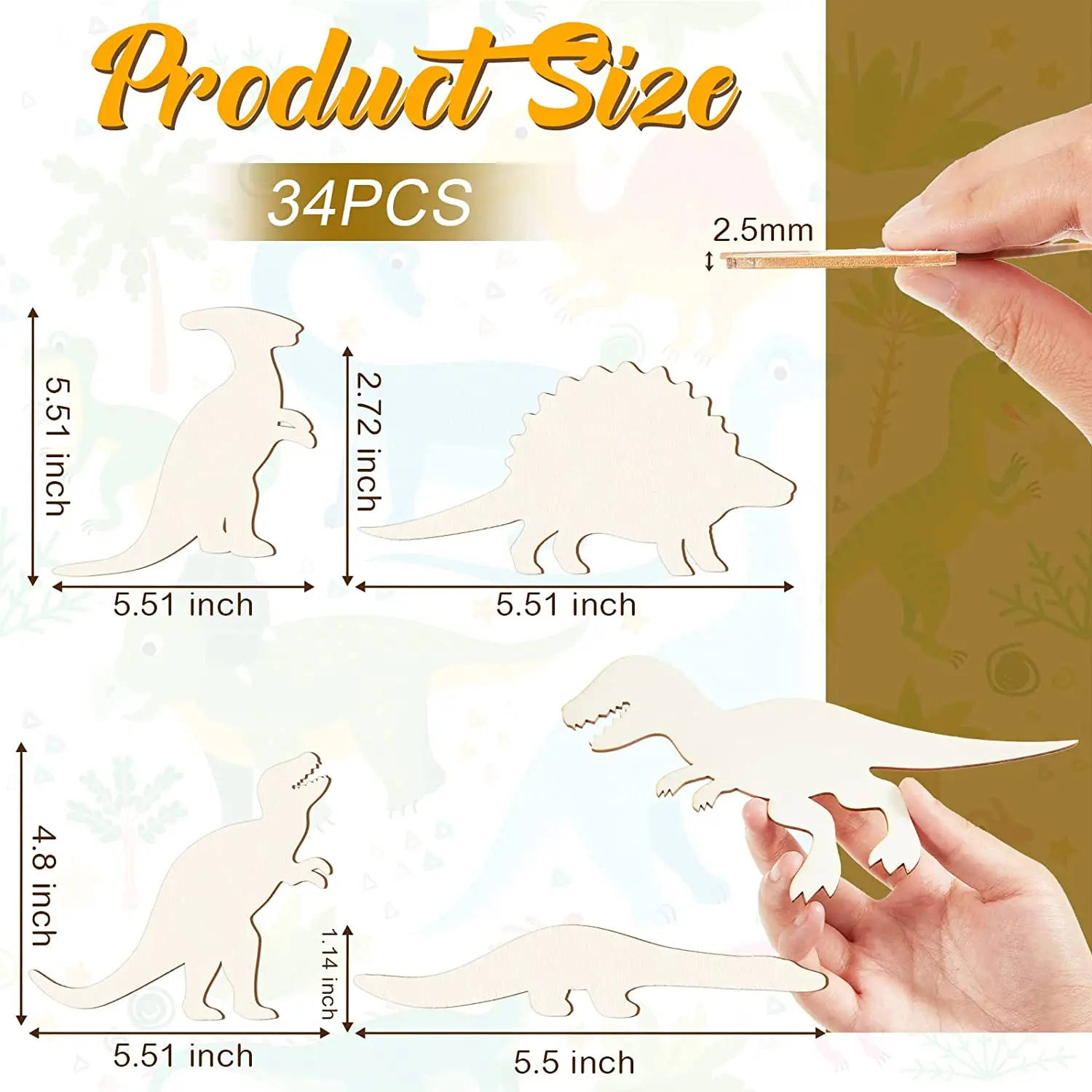 Unfinished Wooden Dinosaur Animal Cutouts laser cut wooden shapes crafts for Home Decor DIY Painting