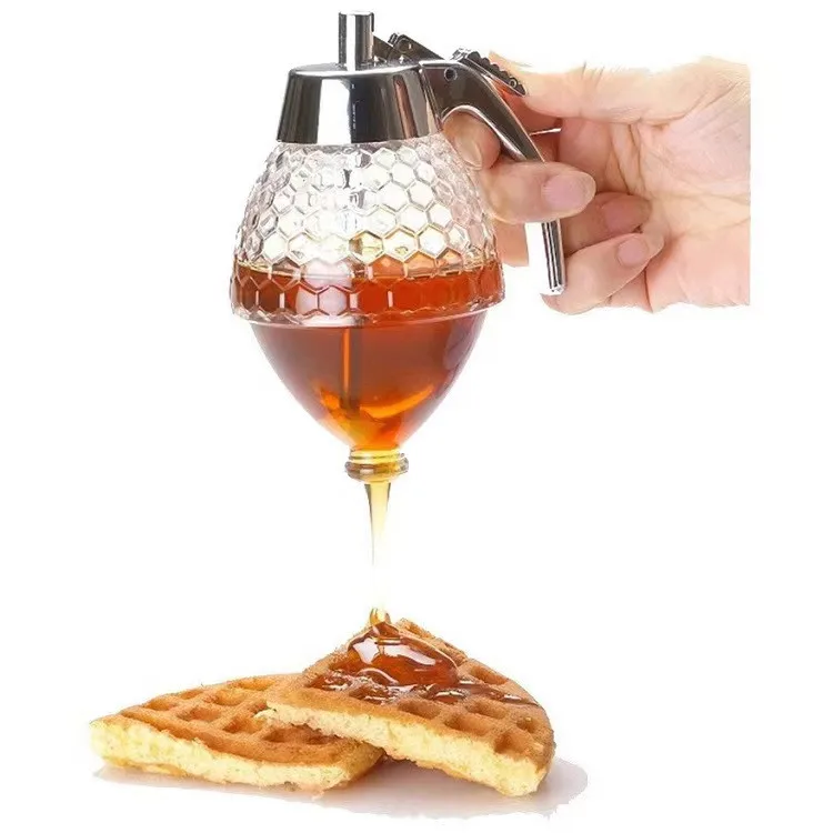 Factory Wholesale Sauces Oil Syrup Honey Pot Bottle Dispenser On Drip Pot Honey Jar With Dipper