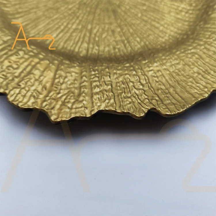 Wholesale Bulk Tableware Underplate Wedding Dinner Decoration Plastic Plate Acrylic Charger Plates With Silver Reef Party Plates