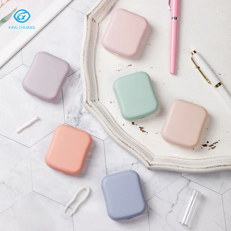 Solid Sample Comtact Box Mini Press Type Cosmetic Contact Lenses Packing Candy Color Contact Lens Case
