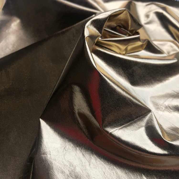 
Fashionable down jacket fabric Waterproof colorful bronzing glitter fabric Rich in color Metallic aluminum foil printed fabric 