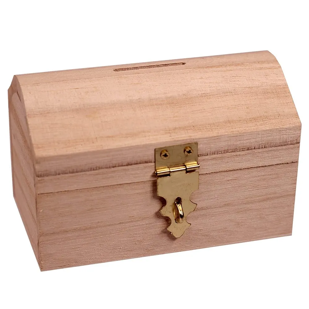 Оптовая продажа, необработанный деревянный ящик для сокровищ с откидной крышкой
