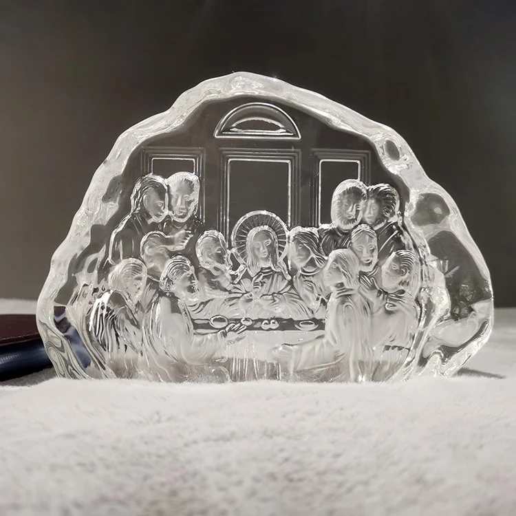 
New style high-quality hand-carved Christian Last Supper crystal handicraft ornaments 