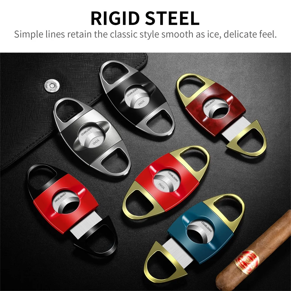Elegant Travel Portable Cigar Scissors Knife Cutter Basic Metal Sharp Blade Cigar Cutter With Holder