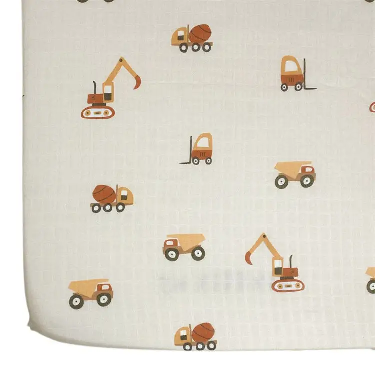 Car Print Baby Fitted Crib Sheet Set Custom Logo Organic Cotton Muslin Fitted Crib Sheet For Baby