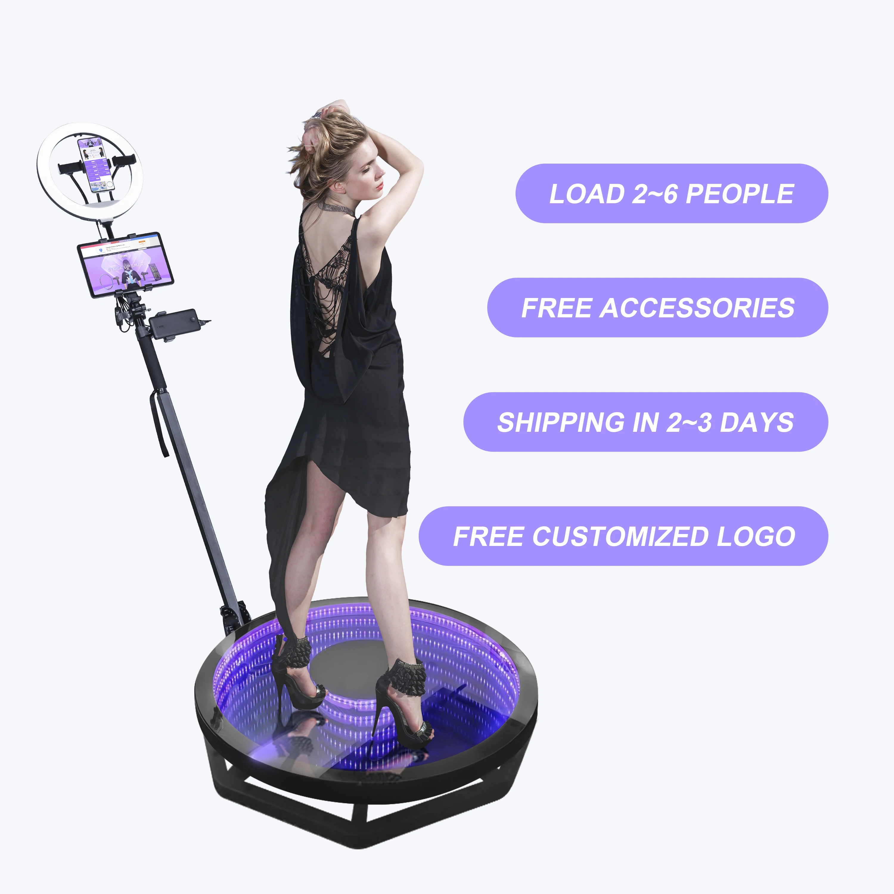 Portable Fully Automatic Touch Screen 360 Camera 3D Kiosk Rotating Photo Booth