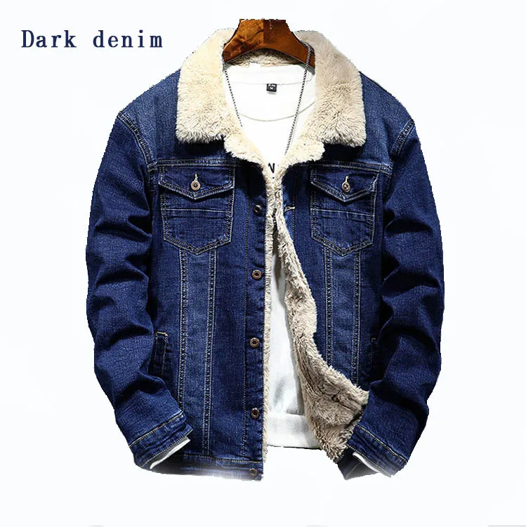 Лидер продаж, Мужская теплая джинсовая куртка с пушистой подкладкой, джинсовое пальто для зимы и нового года