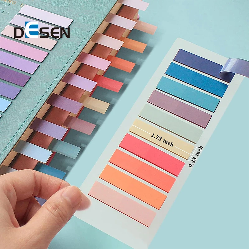 DESEN 5 colour Plastic PET memo index tabs flags leaf pad film index sticky note book mark pad