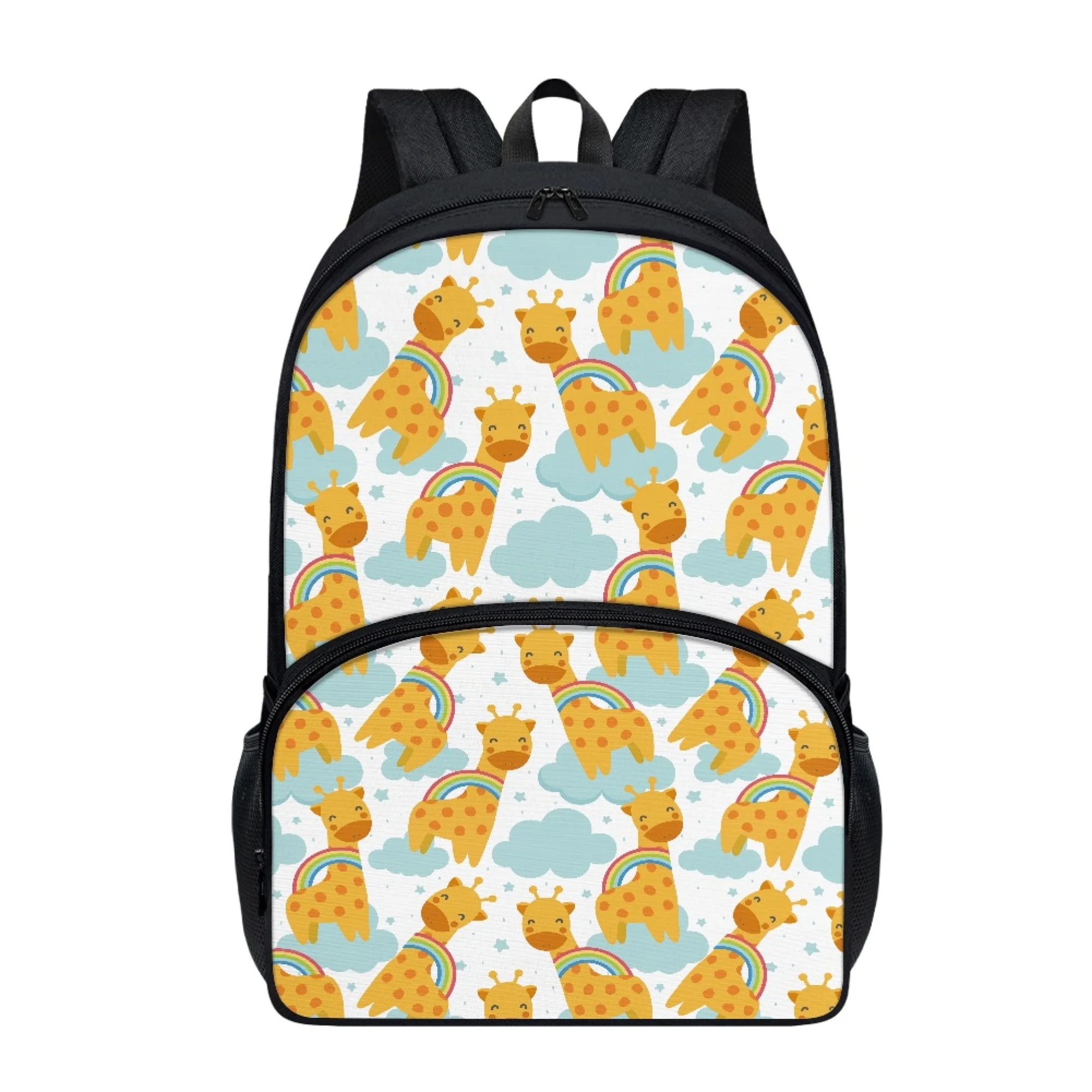 Custom Pattern Printed Giraffe Girls School Bag Lightweight Casual Travel Backpack Double 17 Inch Durable Backpack Wholesale