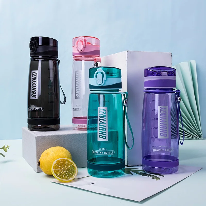 Пластиковые бутылки для воды в классическом стиле из поликарбоната, 600 мл, портативная Спортивная бутылка для питьевой воды на открытом воздухе с веревкой