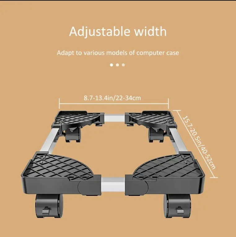 Mobile CPU Stand PC Cart Holder Adjustable Computer Tower Stand with 4 Caster Wheels Fits Most PC Movable Computer Case Bracket