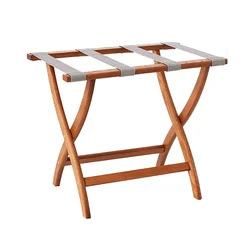 High quality oak double design suitcases rack foldable hotel wood baggage holder with shoes shelves
