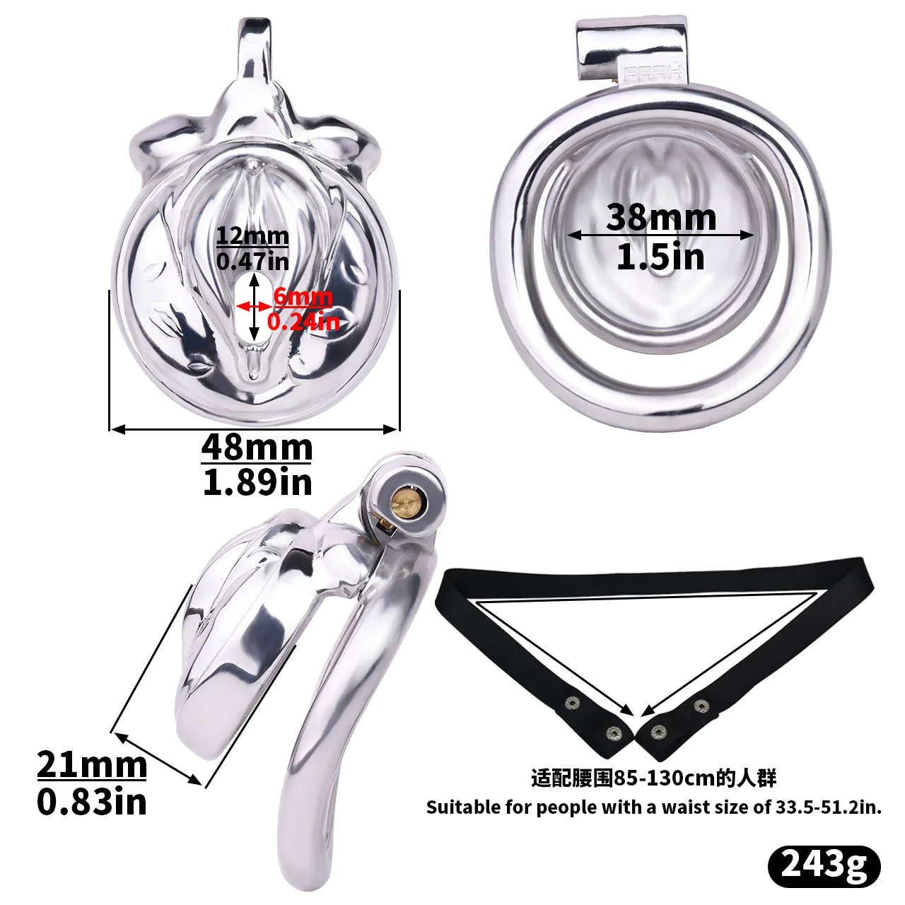 FRRK-3211 Stainless steel wearable vagina chastity lock adult alternative fun chastity device adult toy