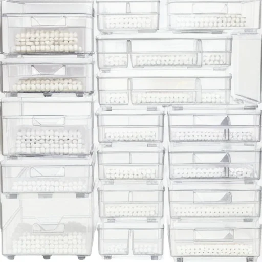 BOCHENG 25 Pack Clear Plastic Drawer Organizers Set, Multi-purpose Transparent Storage Bin For Cabinet, Makeup Drawer Organizer