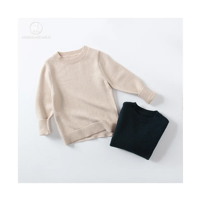 Autumn Winter Unisex Crew Neck Pull Pink 100% Cashmere Sweater Custom High Quality Kids Baby Boys Comfortable Knitted Sweater