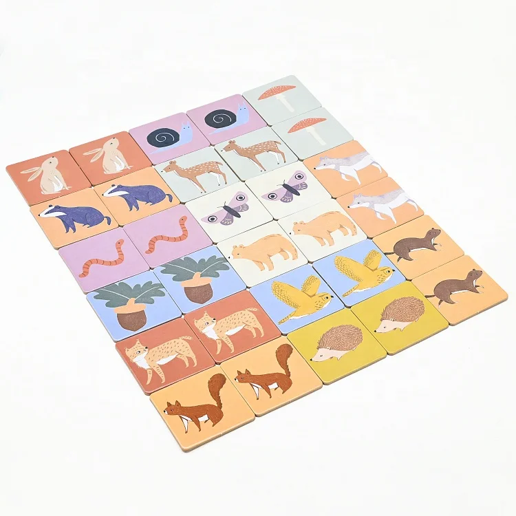 High Quality Custom Paper cardboard Print Educational animal Memory Match card