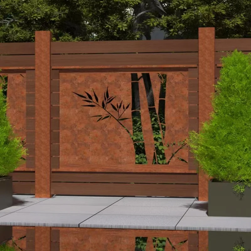Custom Laser Cut Landscape Corten Steel Fence Panels Decorative Metal Privacy Screen Panels
