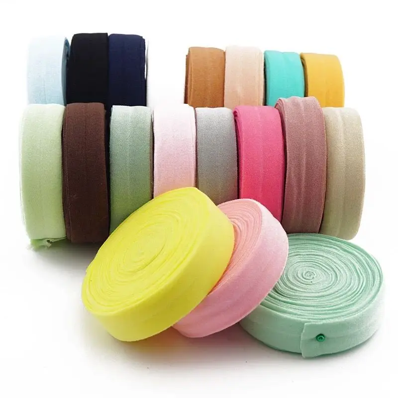 Colorful 1cm 1.5cm 2cm 2.5cm 3cm Thicker Solid Fold Over Apparel Elastic Band