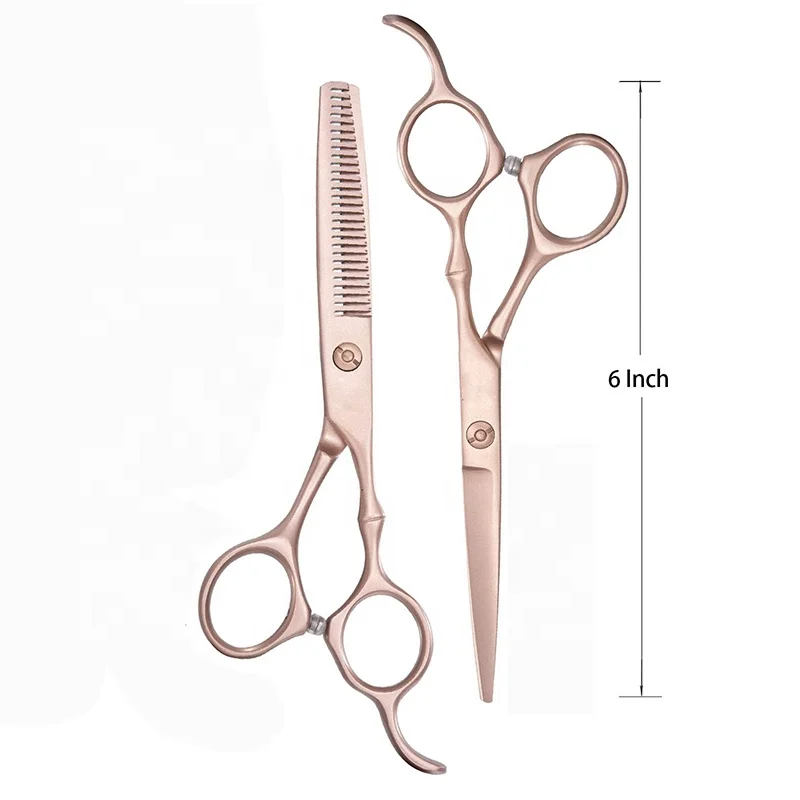 Ready To Ship Professional Salon Barber Hair Cutting Scissors Set 440C Rose Gold Hairdressing Thining Shears 6 Inch