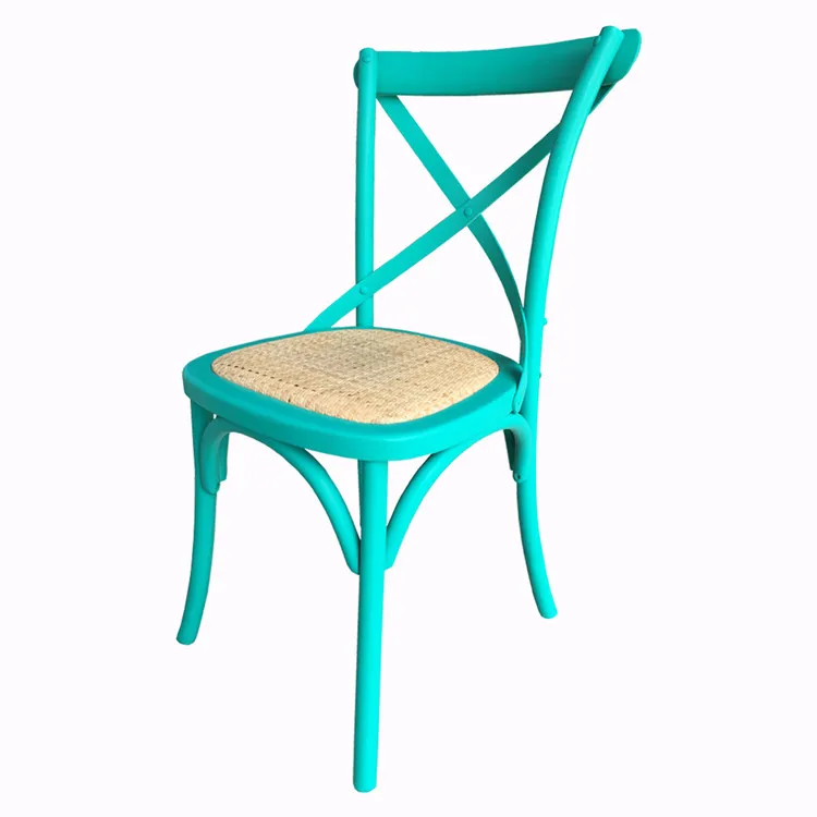 Rental Wedding Stackable Wooded Antique Classic X Chair Cross Back Chair Dining Chair with Rattan