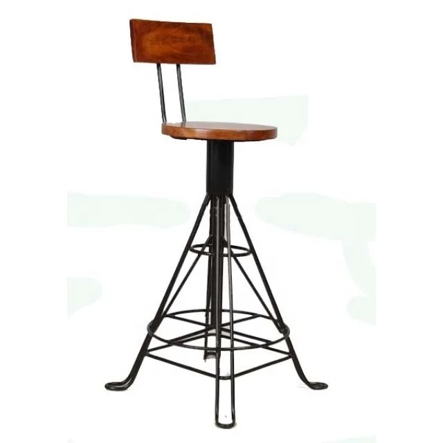Commercial adjustable height unique design Leather seat Bar Stool chair metal frame backrest stool coffee chair