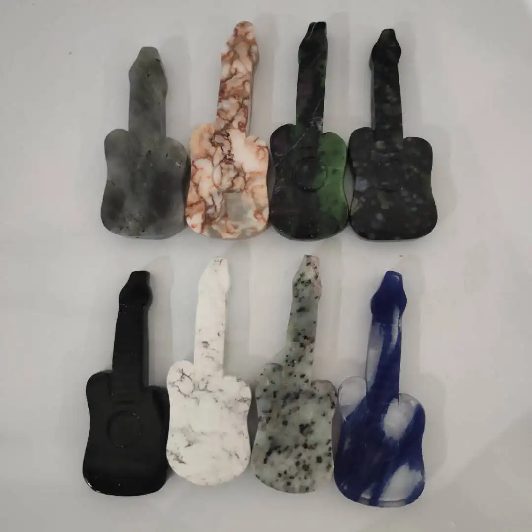  Хит продаж резьба из натурального кварцевого кристалла ручная по гитаре Howlite кальдалитовый кристалл подарки для