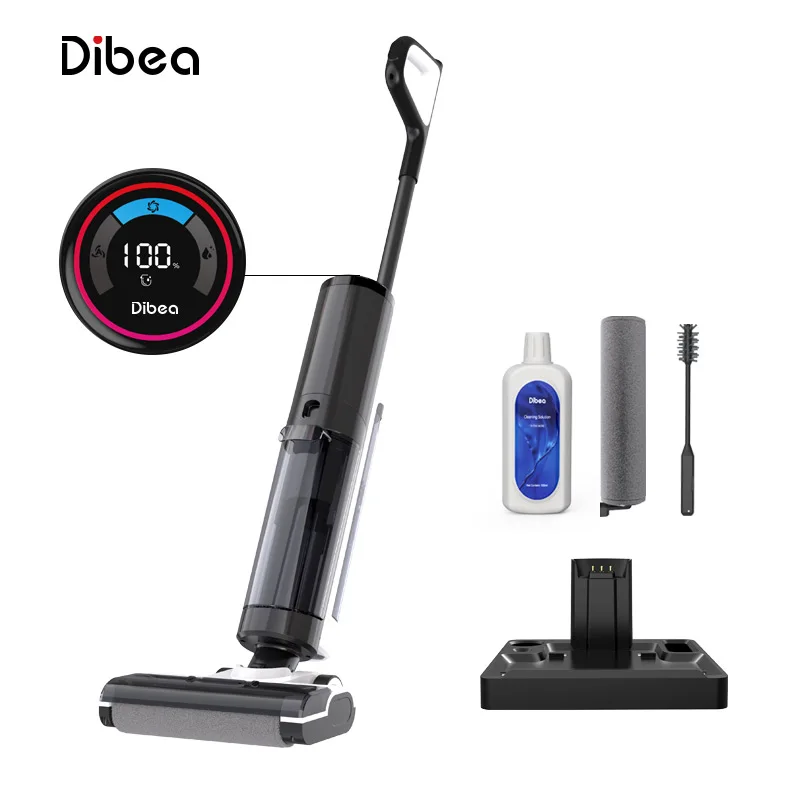 Dibea Wholesale Self-cleaning Home Use LED Display Intelligent Voice Wet Dry Vacuum Cleaner