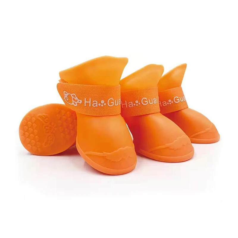 Waterproof PU Leather 4 Pcs Pet Soft Boots Shoes Reflective Dog Paw Shoes Boots for Dog Cute Popular Animals Solid Plastic Boots