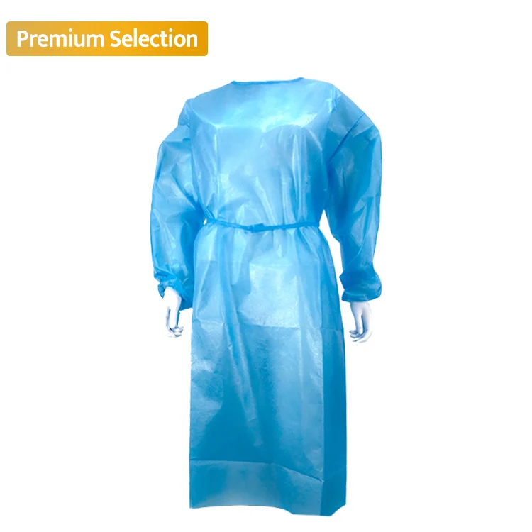 AAMI Level 2 disposable medical pp pe 35 gsm knit cuff isolation gown for hospital for wholesaler