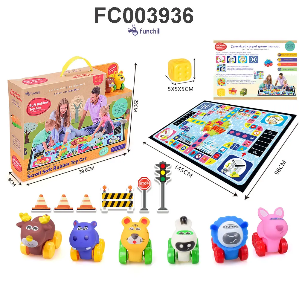 Amazon Hot Traffic Scene PVC Vinyl Toy Soft Rubber Animals Sliding Car Puzzle Mat Game Children Play Mat