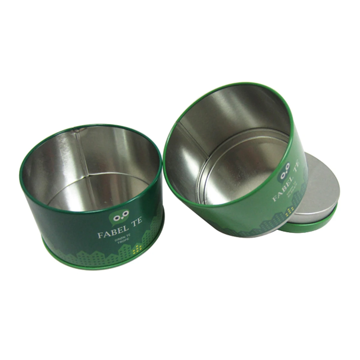 Round shape coffee bean tin cans with double lid