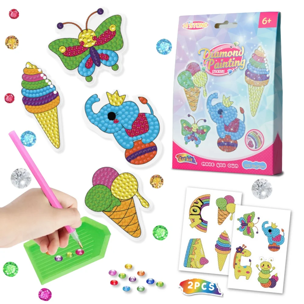 DIY Diamonds Art Mosaic Stickers Diamonds Painting Stickers Cute Cartoon Pattern for Kids Gift Rewards Home Decor