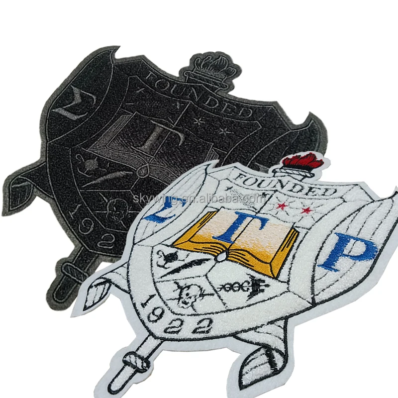 Large Black & White Chenille SGRho Sorority Year 1922 Sigma Gamma Rho Soror Crest Chenille Embropidery Iron Hoodies Patches