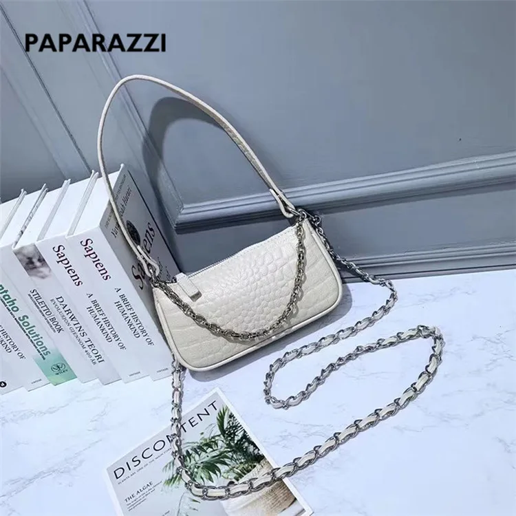 
AZB116 2021 Eco-friendly Real Genuine Alligator Leather Adjustable Chain Strap Zipper Cute Ladies Mini Shoulder Bags for Women 