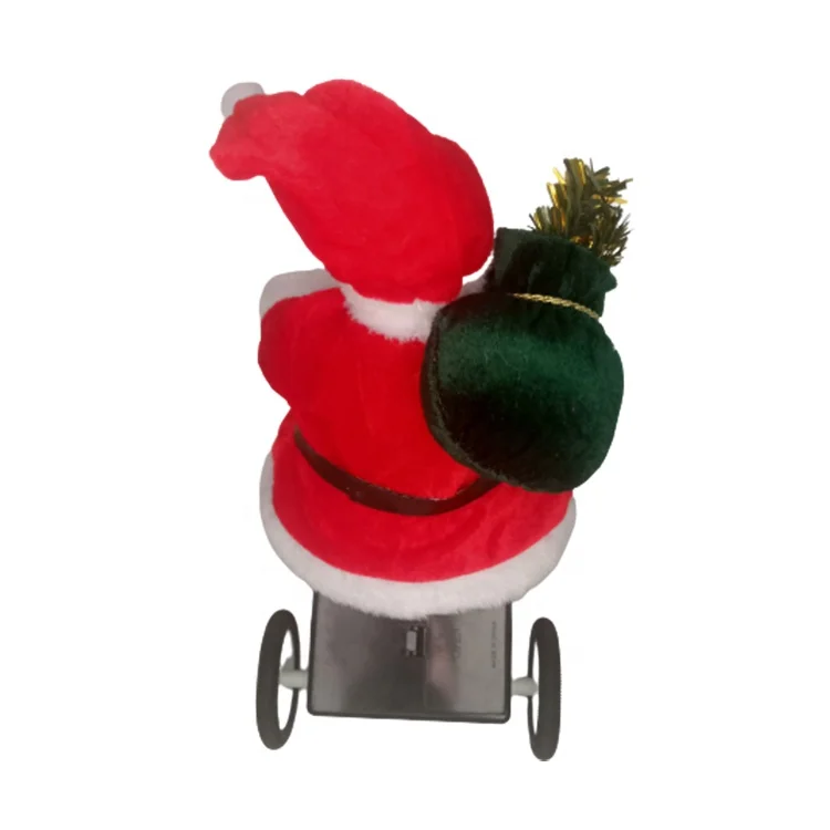 Santa Claus Sitting on Tricycle with Warm christmas ornament toys