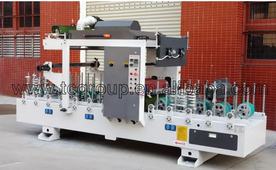 wpc door board  panel/Chipboard  Wrapping Machine with Cold Glue PVC Film Profile Wrapping Machine