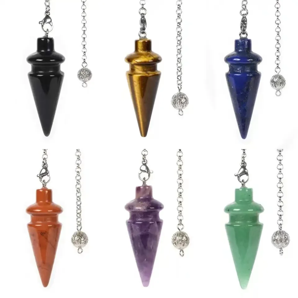 Wholesale Natural Stone Reiki Meditation Healing Clear Quartz Healing Crystals Divinatory Pendulum for Dowsing Reading PD073