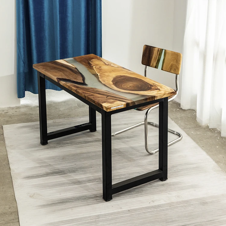 Industrial Epoxy Resin Live Edge Wooden Dinning Table Epoxy Resin Solid Wood River Coffee Table Top