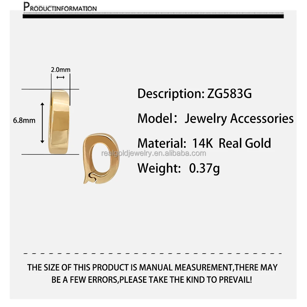 Genuine 14K Solid Gold Jewelry Clasp Pendant Charms Customized Jewelry Findings Connector Charms in Real Gold
