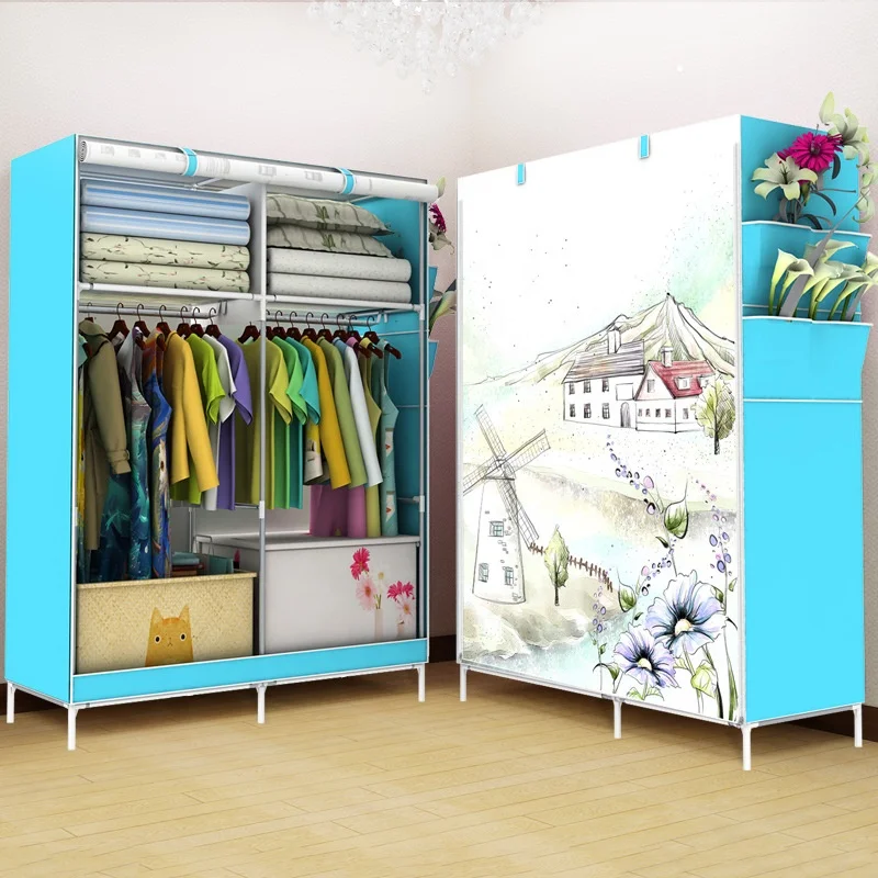 Portable assembled non-woven fabric wardrobe lightweight folding cupboard clothes wardrobe