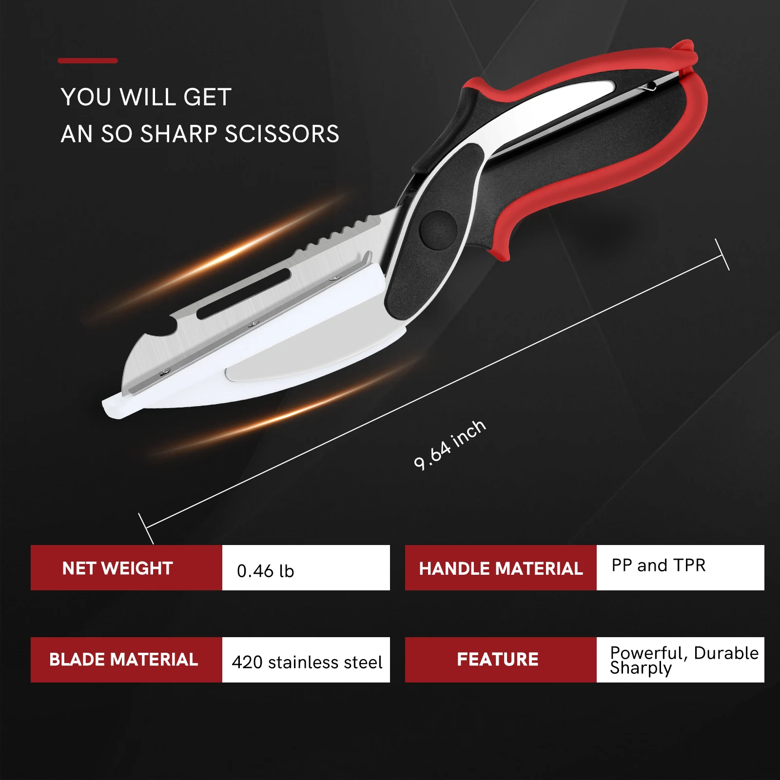 2 In 1 Multifunction Kitchen Scissors Stainless Steel Kitchen Scissors With PP Handle Detachable Kitchen Knife Scissors